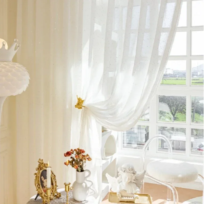 Sequin Fabric Panel - Cortinas transparentes francesas para sala de