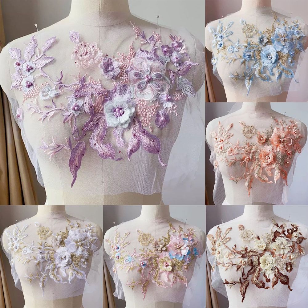 Applique Patch Flower - Telas de encaje con cuentas de
