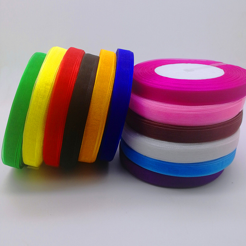 Organza Ribbon Spool - Carrete de satén con borde transparente,