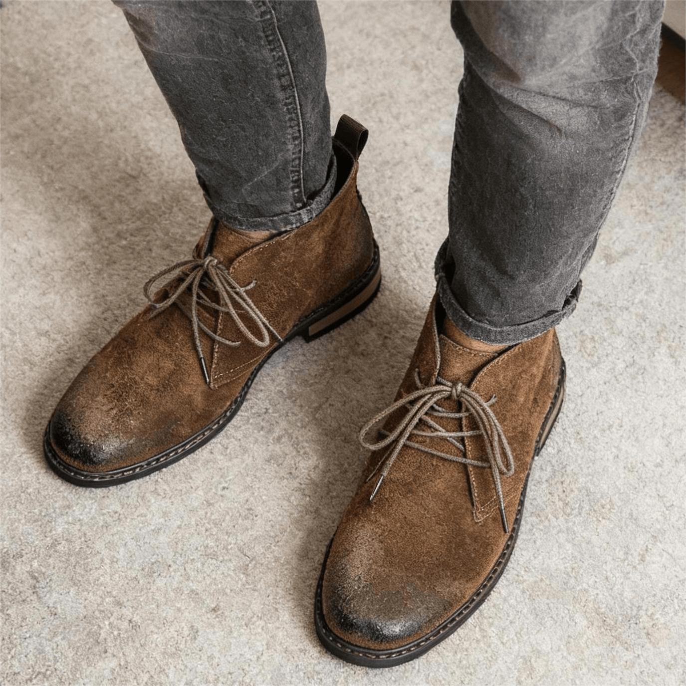 Guipure Lace Panel - Botas de Cuero Retro Cómodas, Marca
