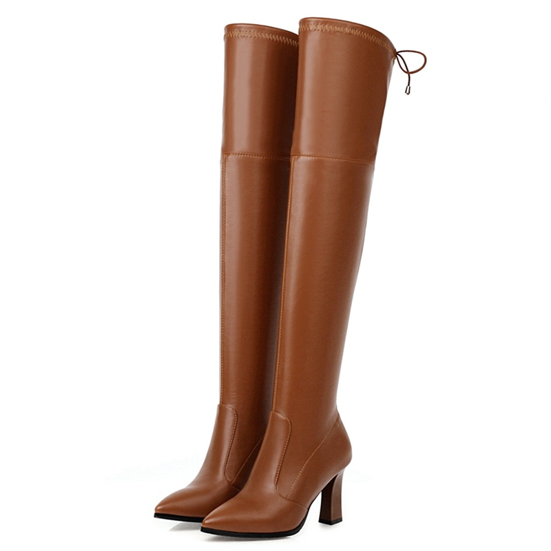 Guipure Lace Panel - Botas altas hasta el muslo elásticas