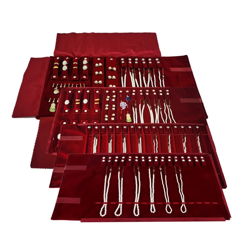 Velvet Ribbon Roll - Estuche enrollable de terciopelo burdeos para