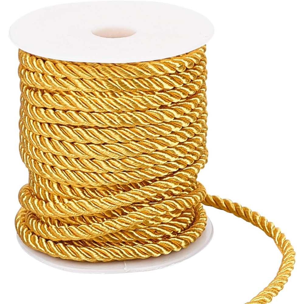 Cord Trim Twisted - Cordón dorado de 59 pies, adorno