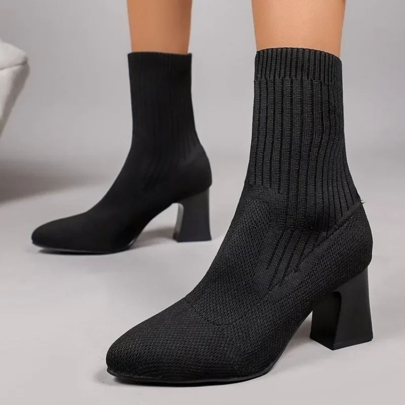 Embellish Knit - Botines de Punto para Mujer, con