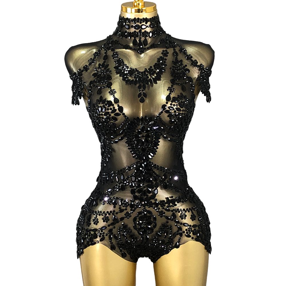 Rhinestone Banding Trim - Body de Lentejuelas Brillantes para Mujer,