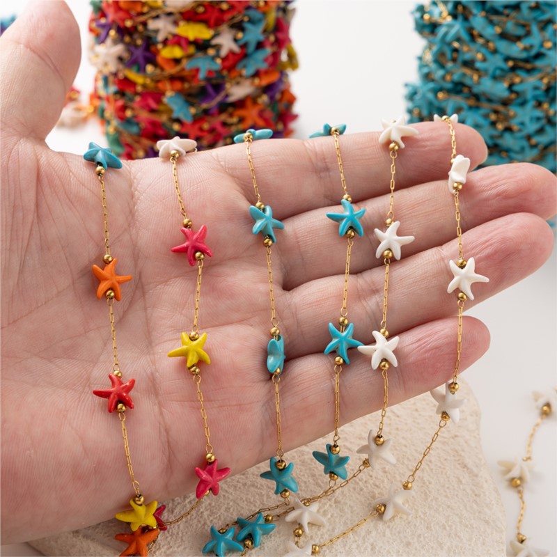 Cuentas turquesas de estrella  - Pearl Trim Chain reseña y precio