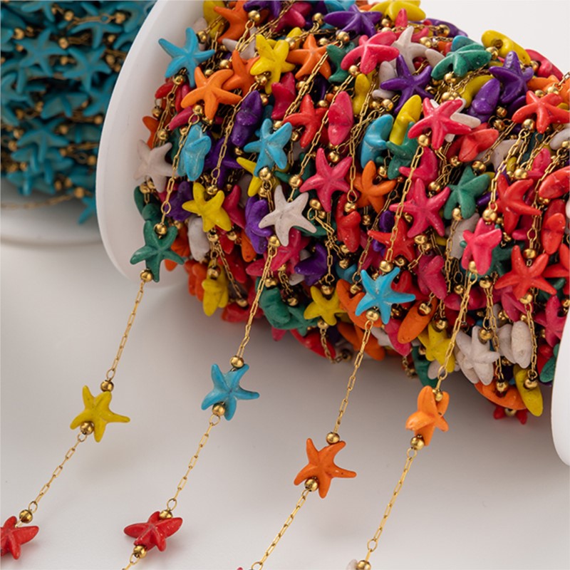 Cuentas turquesas de estrella  - Pearl Trim Chain reseña y precio