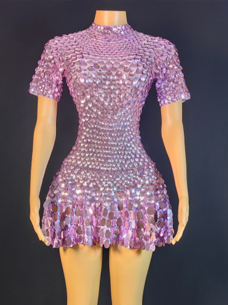 Mini vestido de lentejuelas en - Rhinestone Banding Trim reseña y precio