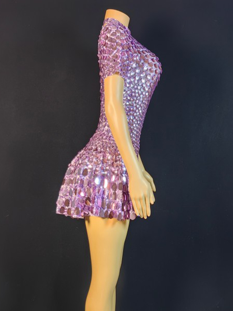 Mini vestido de lentejuelas en - Rhinestone Banding Trim reseña y precio