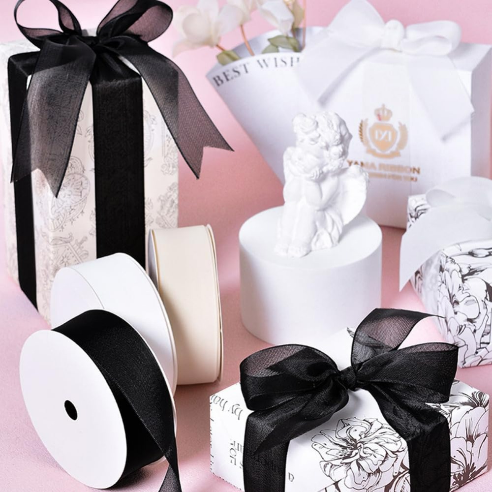 Cinta de Organza negra de 1 pu - Organza Ribbon Spool reseña y precio