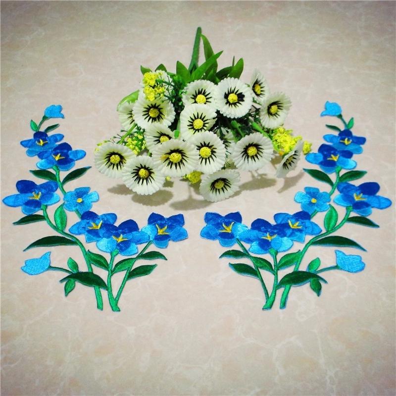 Parche bordado de flores azule - Applique Patch Flower reseña y precio