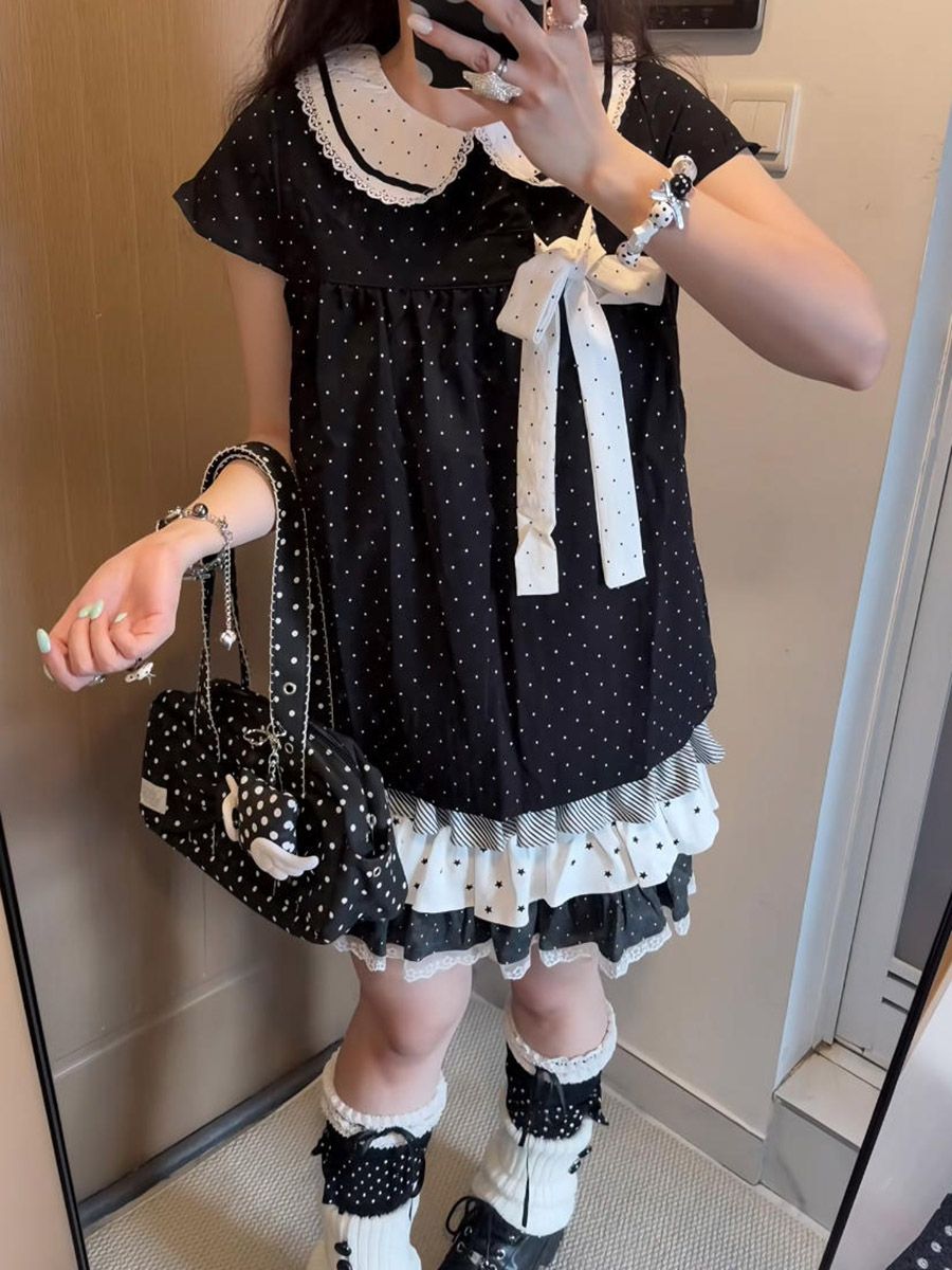 Conjunto de 2 piezas Y2K Kawai - Lace Ribbon Trim reseña y precio
