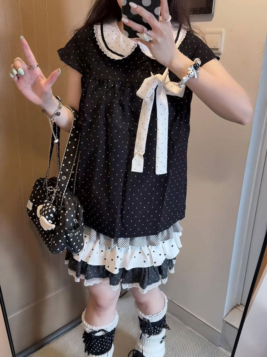 Conjunto de 2 piezas Y2K Kawai - Lace Ribbon Trim reseña y precio