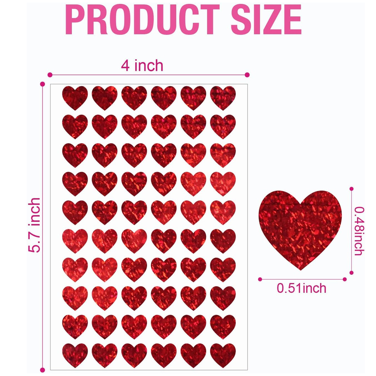 600 Pegatinas de Corazón Rojo, - Glitter Vinyl Roll reseña y precio