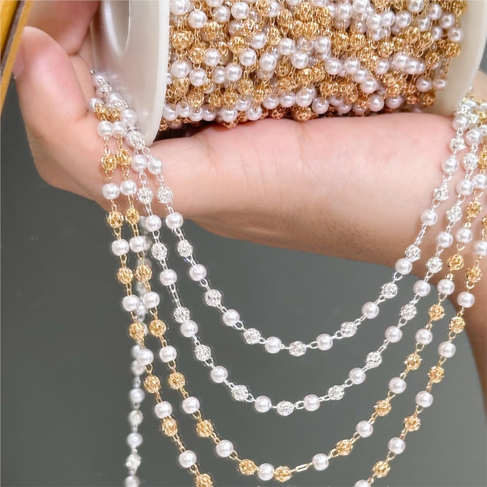 Cadena de Latón con Perlas de  - Pearl Trim Chain reseña y precio