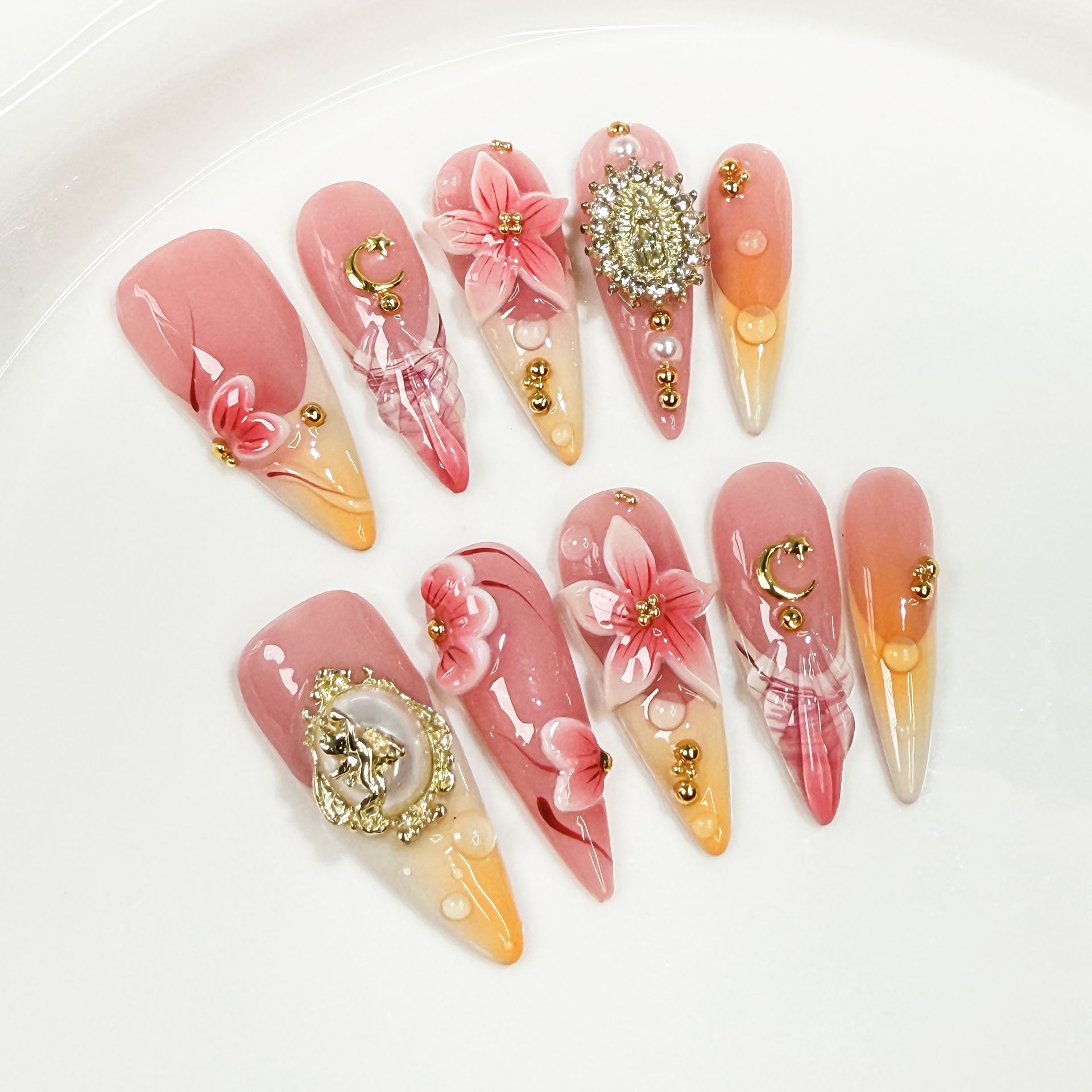 10 Uñas Postizas Retro con Dis - Embroidery Embellishments reseña y precio